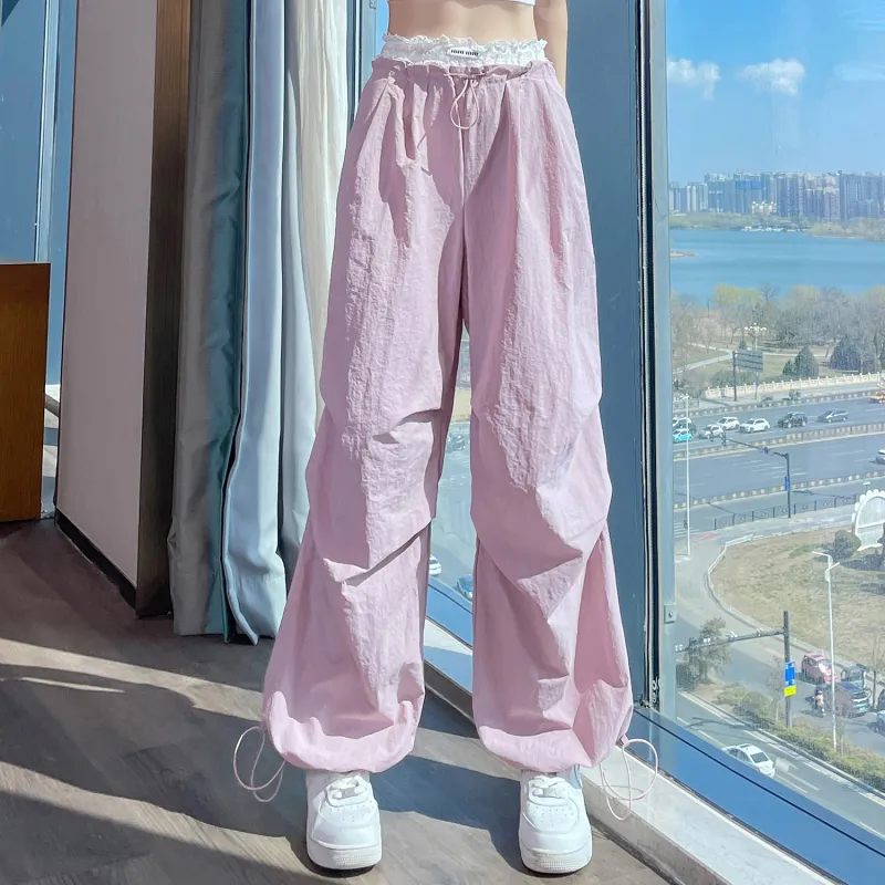 HTHK Casual Pants Women's Navy Blue/Yellow/Pink/Black-34