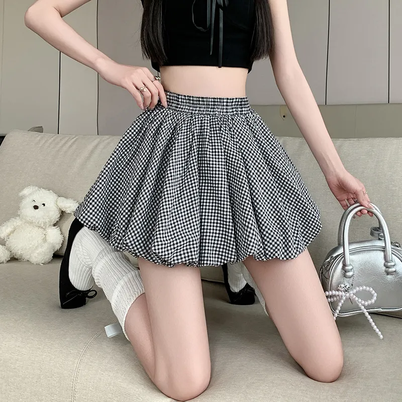 HTHK Casual Short Skirts Women's Black White-4