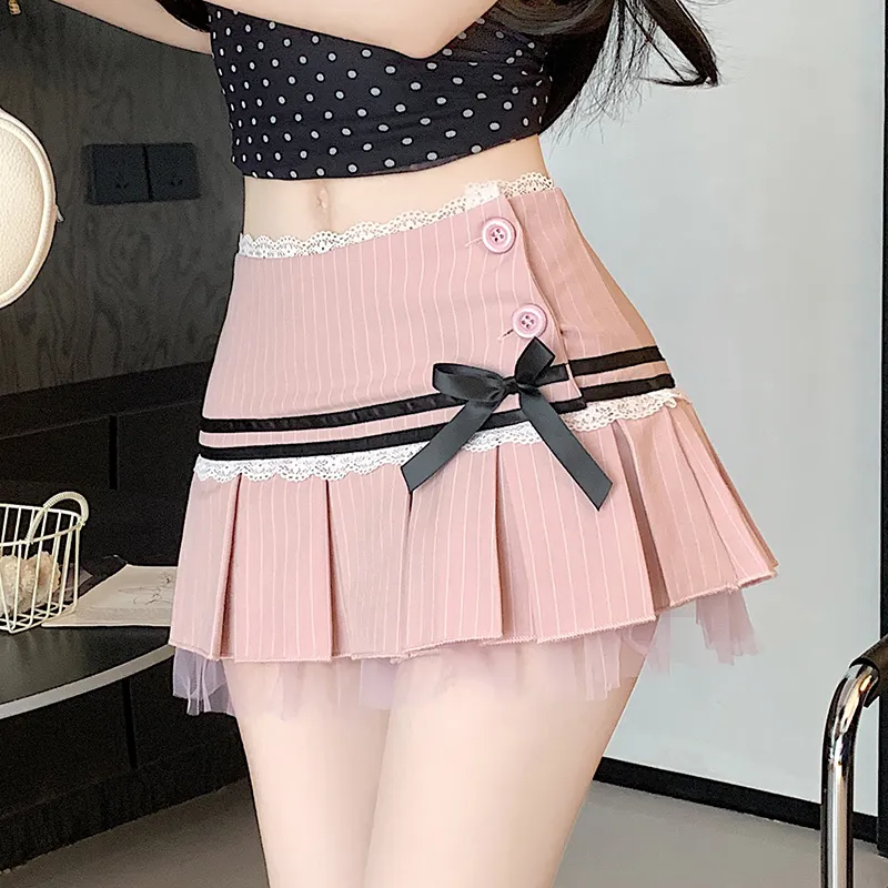 HTHK Casual Short Skirts Women's Black/Pink-2