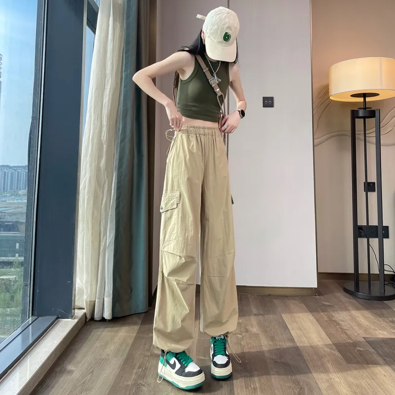 HTHK Casual Pants Women's White/Black/Pink/Khaki-19