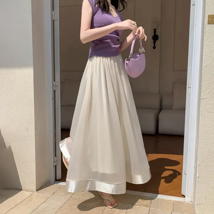 HTHK Casual Long Skirt Women's Khaki-2