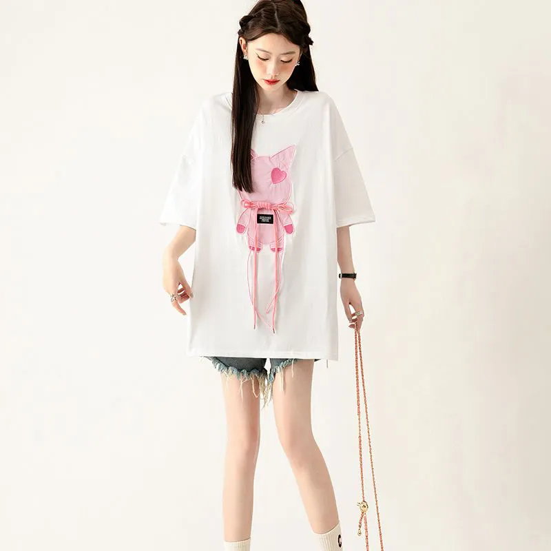 HTHK Drop Shoulder Sleeve T Shirt Women's-17