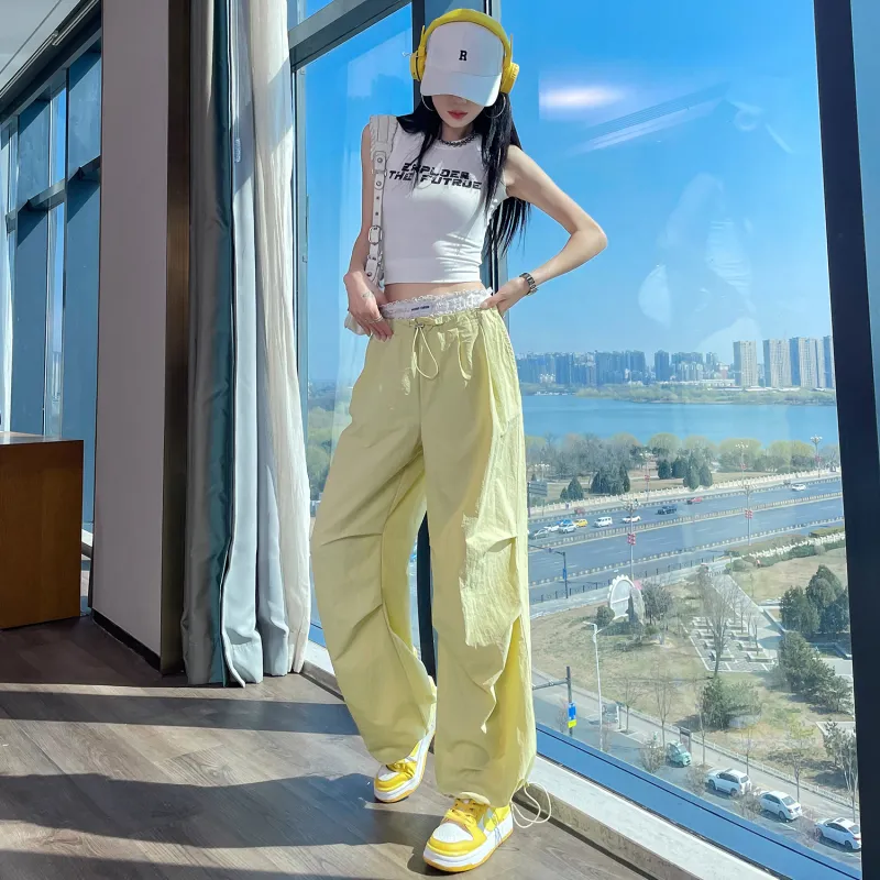 HTHK Casual Pants Women's Navy Blue/Yellow/Pink/Black-7