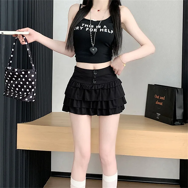 HTHK Casual Short Skirts Women's Gray-9
