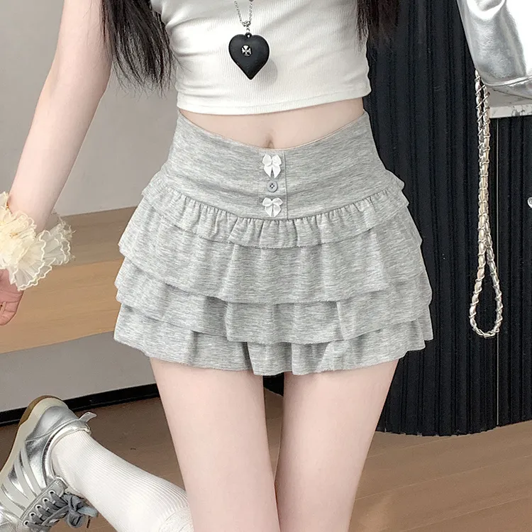 HTHK Casual Short Skirts Women's Gray-2