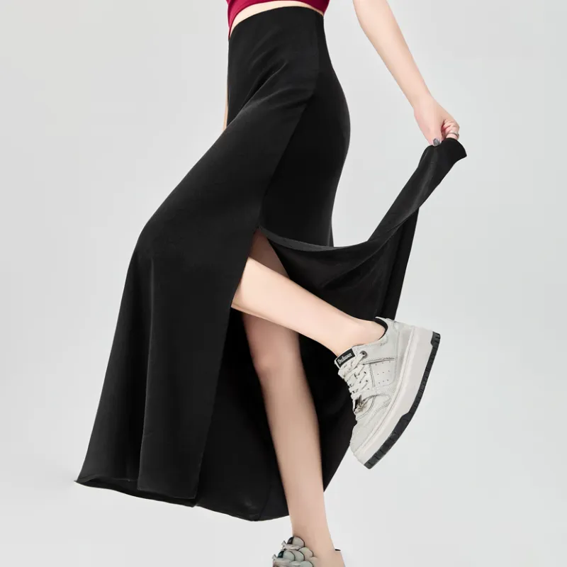 HTHK Casual Long Skirt Women's Black/White/Gold/Purple-1