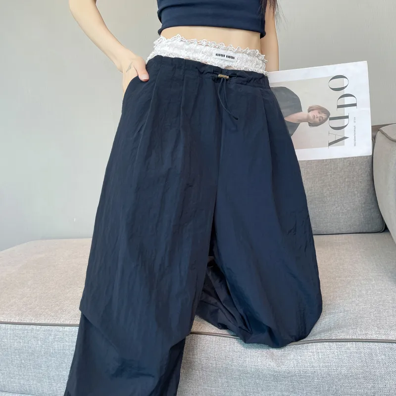HTHK Casual Pants Women's Navy Blue/Yellow/Pink/Black-27
