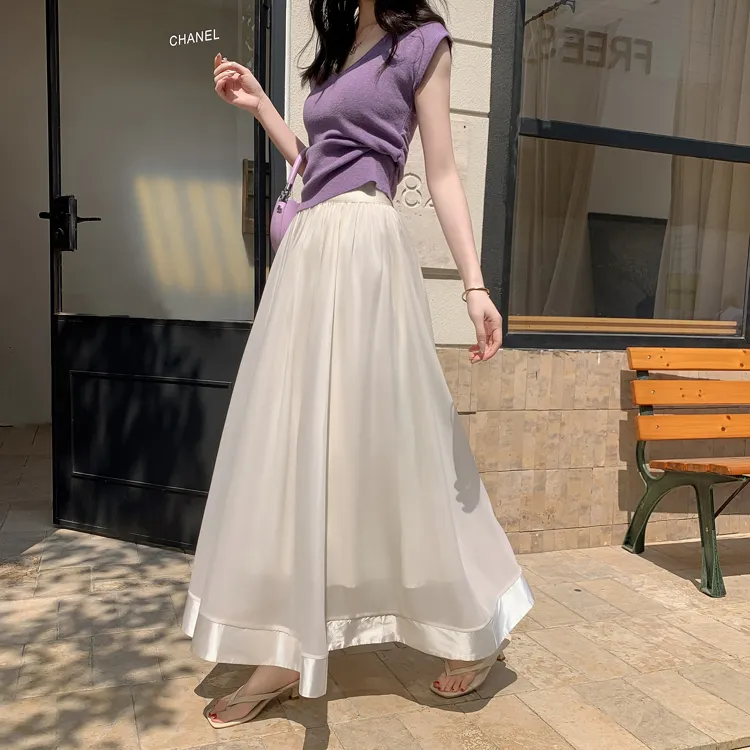 HTHK Casual Long Skirt Women's Khaki-3
