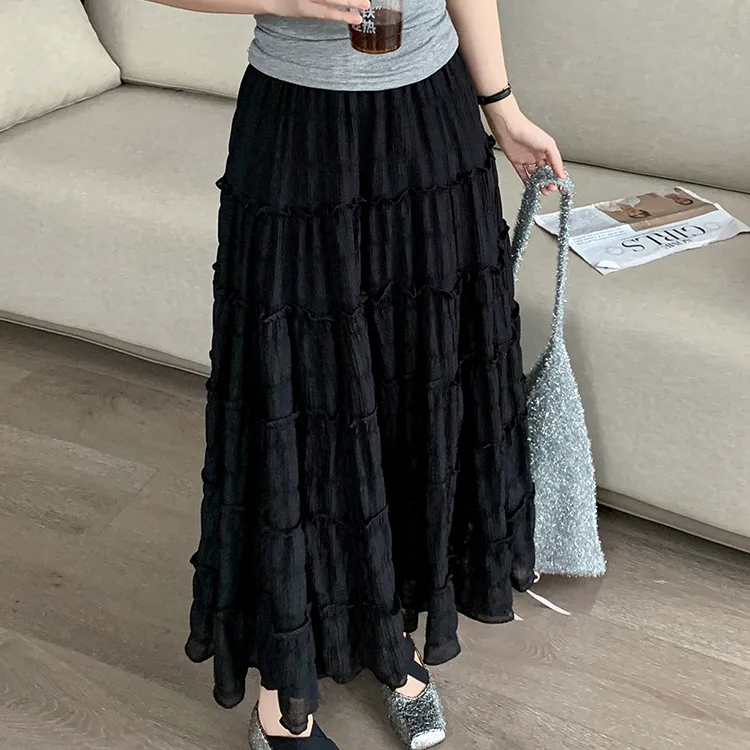 HTHK Casual Long Skirt Women's White/Black-2