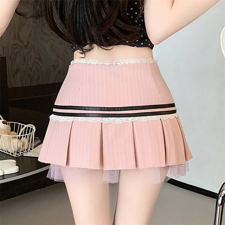 HTHK Casual Short Skirts Women's Black/Pink-1