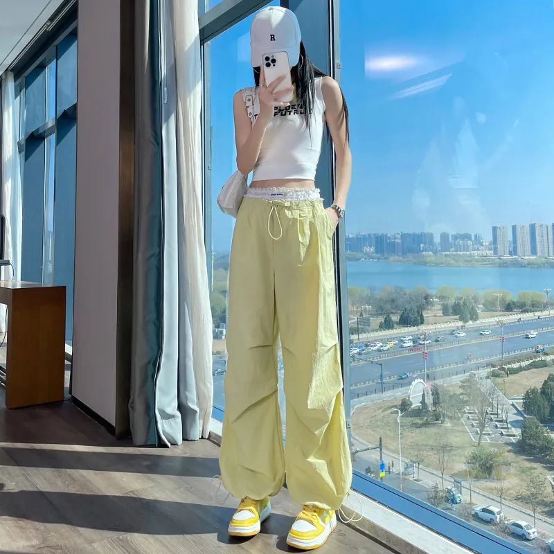 HTHK Casual Pants Women's Navy Blue/Yellow/Pink/Black-9
