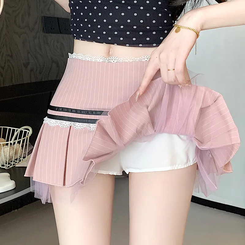 HTHK Casual Short Skirts Women's Black/Pink-3