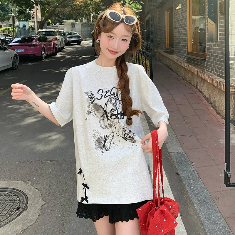 HTHK T Shirts Women's White Gray-4