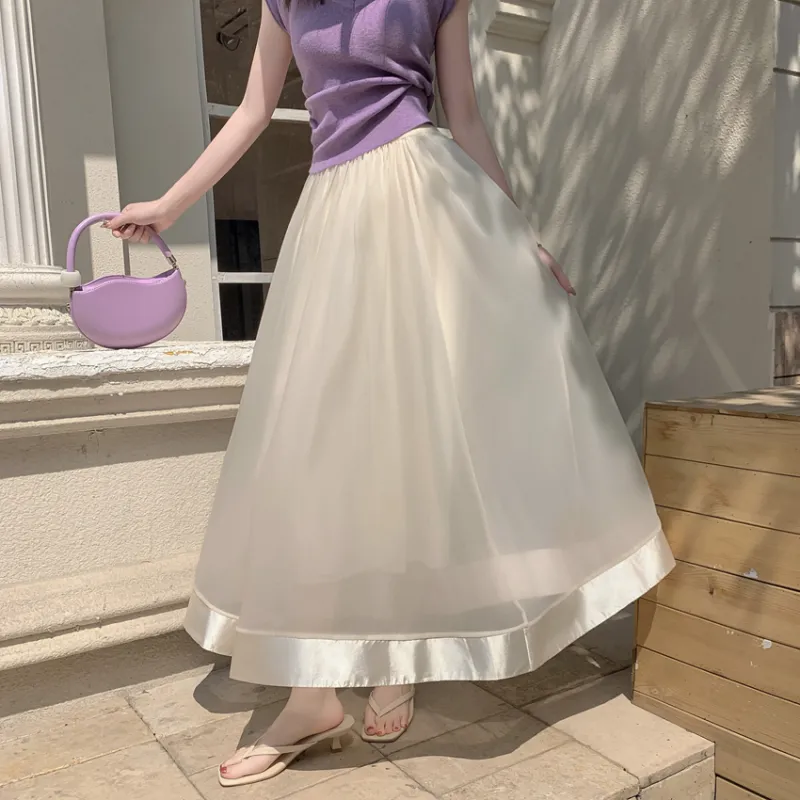 HTHK Casual Long Skirt Women's Khaki-4