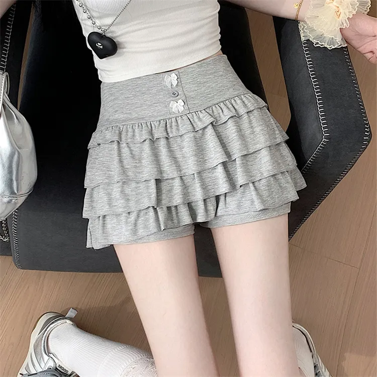 HTHK Casual Short Skirts Women's Gray-1