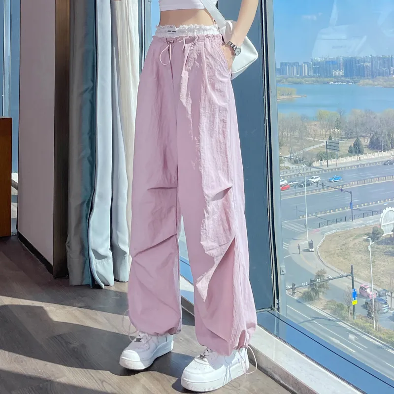 HTHK Casual Pants Women's Navy Blue/Yellow/Pink/Black-68