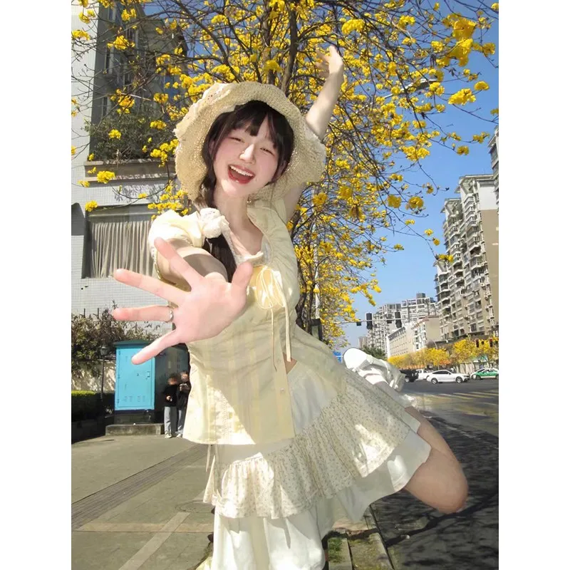 MISTVB Skirt Set Women's Yellow-2