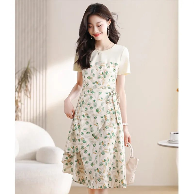 MISTVB Short Sleeved Dress Women's Green Tulip-2