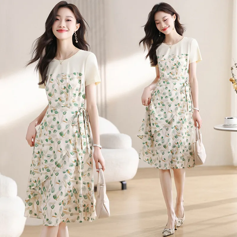 MISTVB Short Sleeved Dress Women's Green Tulip-3