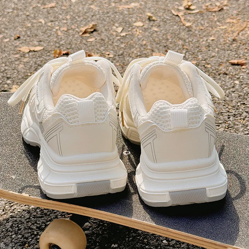 Shen Linsen Slip Resistant And Breathable Low Top Chunky Sneakers Women's Ecru-5