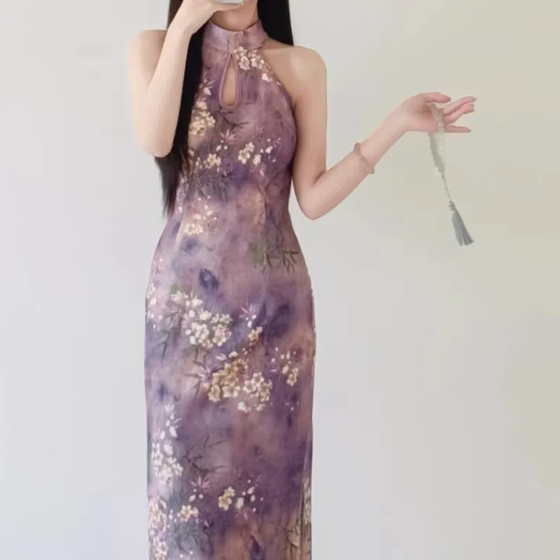 QIAOMONVHAI Sleeveless Dress Women's Light Purple-5