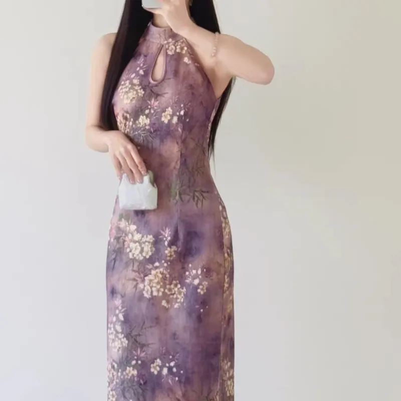 QIAOMONVHAI Sleeveless Dress Women's Light Purple-2