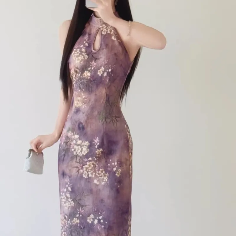QIAOMONVHAI Sleeveless Dress Women's Light Purple-4