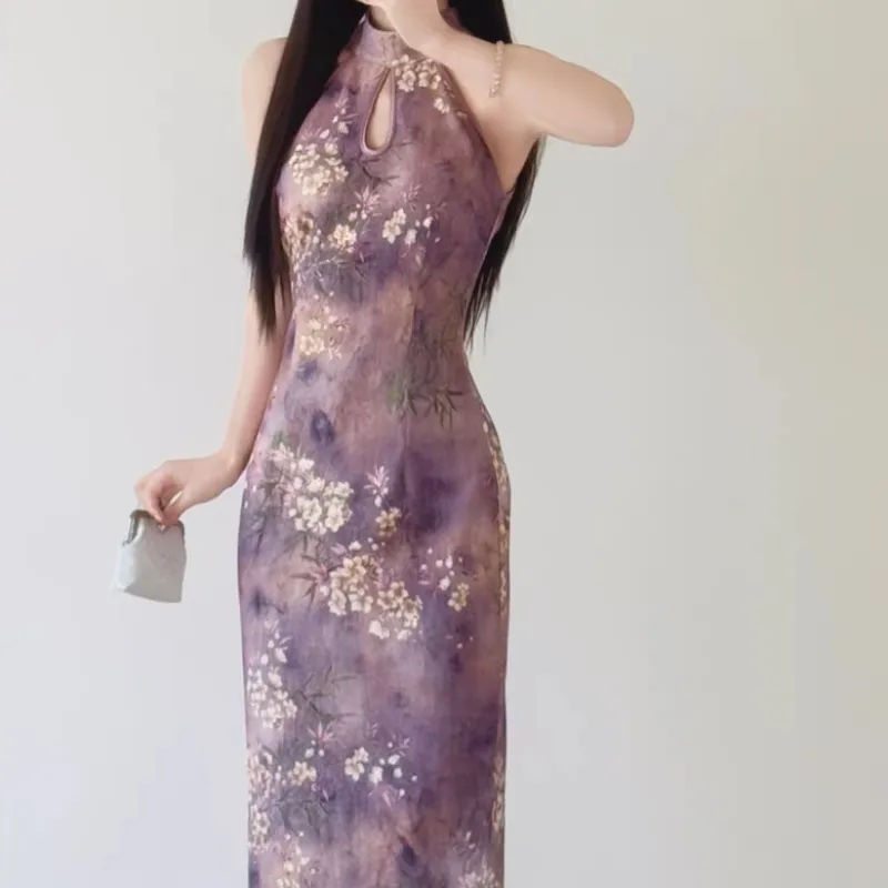 QIAOMONVHAI Sleeveless Dress Women's Light Purple-3