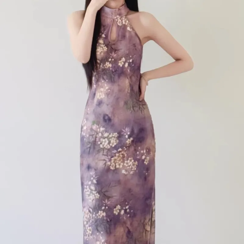QIAOMONVHAI Sleeveless Dress Women's Light Purple-6