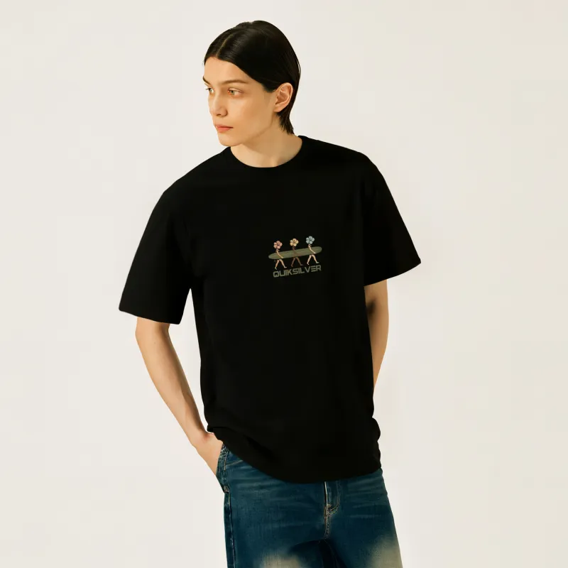 Quiksilver T Shirt Unisex Black White Gray-2