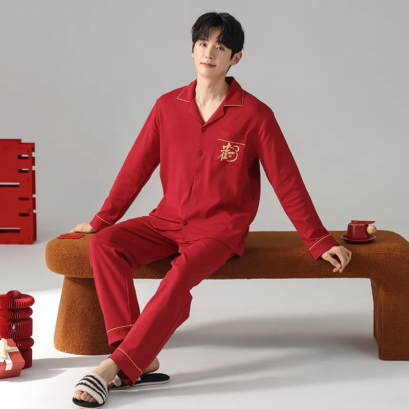 FENTENGCARE Pajama Set Men's Red-1