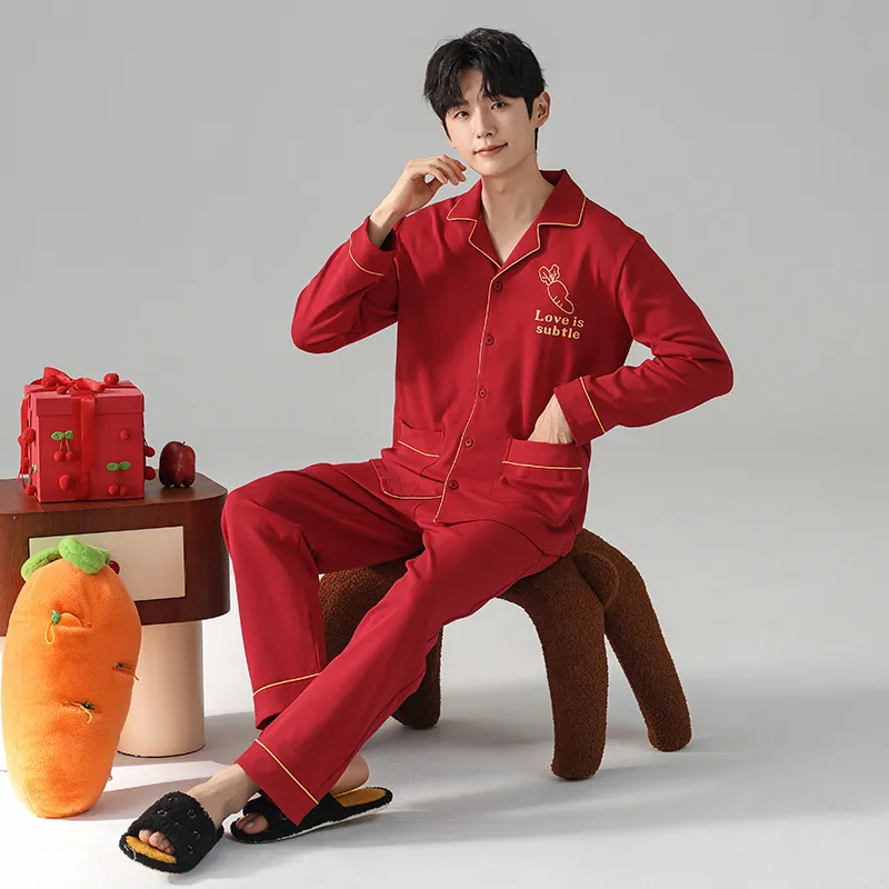 FENTENGCARE Pajama Set Men's Red-1