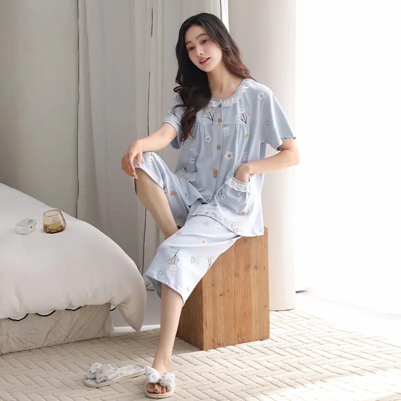 FENTENGCARE Pajama Set Women's Light Blue-1