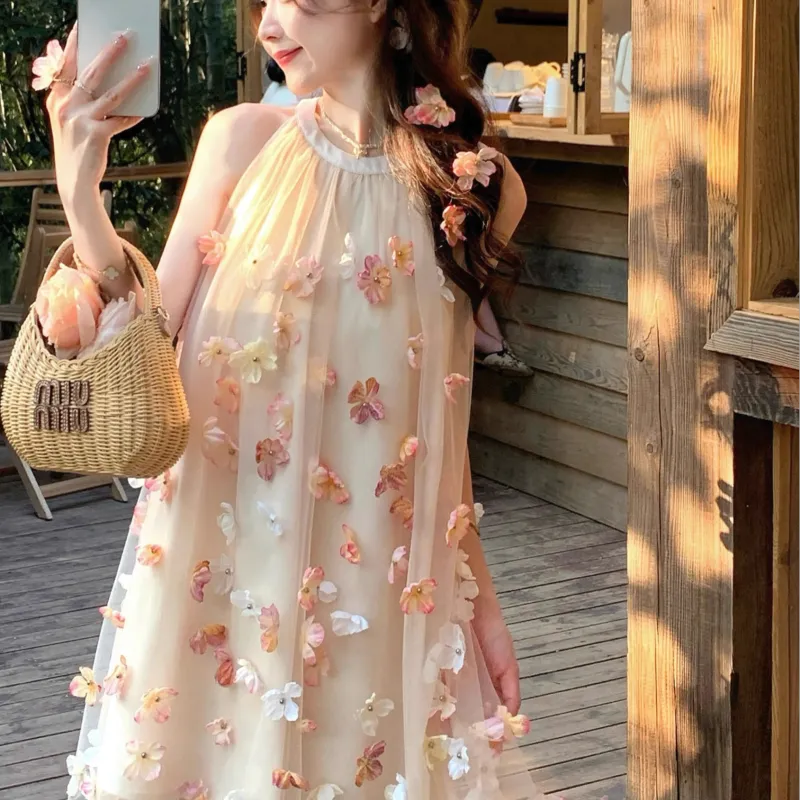 TSKIU Sleeveless Dresses Women's Pink-2