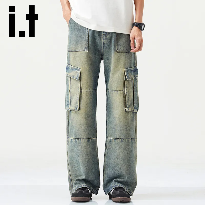 Izzue Cargo Pants Unisex Vintage Blue[Washed Distressed]-1