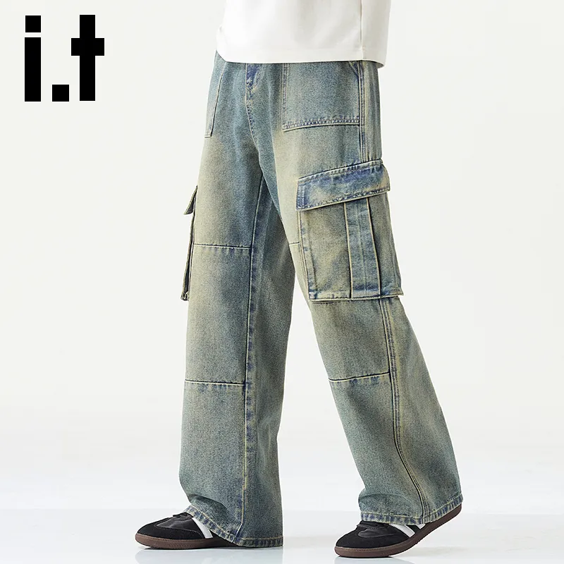 Izzue Cargo Pants Unisex Vintage Blue[Washed Distressed]-4