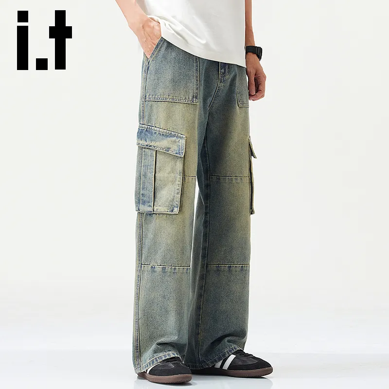 Izzue Cargo Pants Unisex Vintage Blue[Washed Distressed]-2
