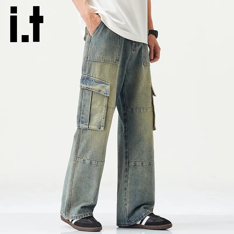 Izzue Cargo Pants Unisex Vintage Blue[Washed Distressed]-3