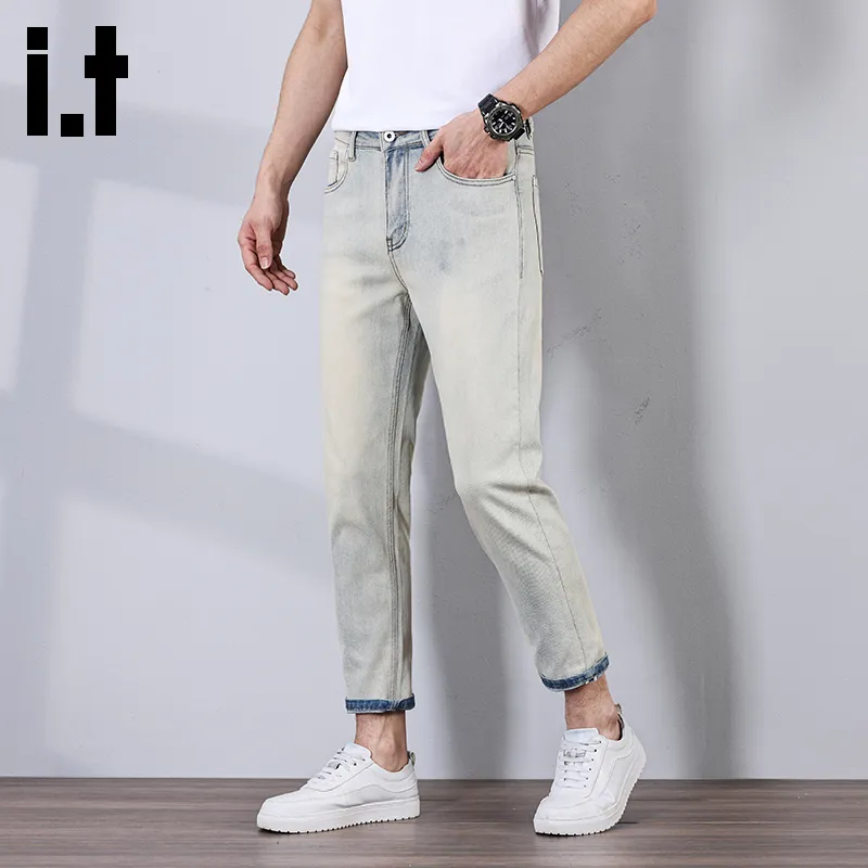 Izzue Jeans Unisex Cement Yellow Ankle Length-3