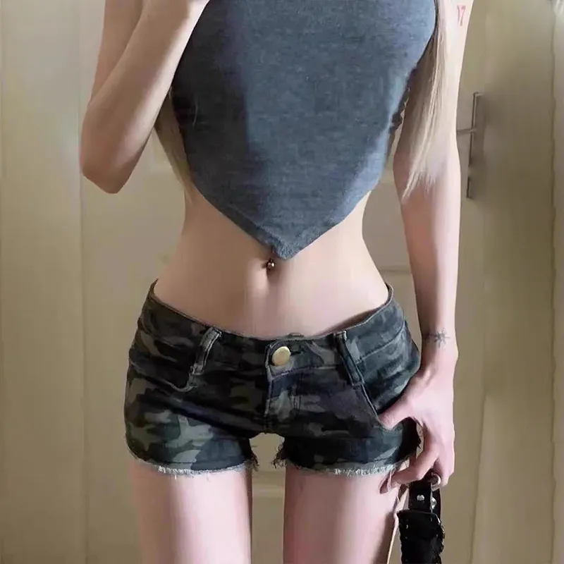NRTR Low Rise Slimming Flared Denim Shorts Women's-1