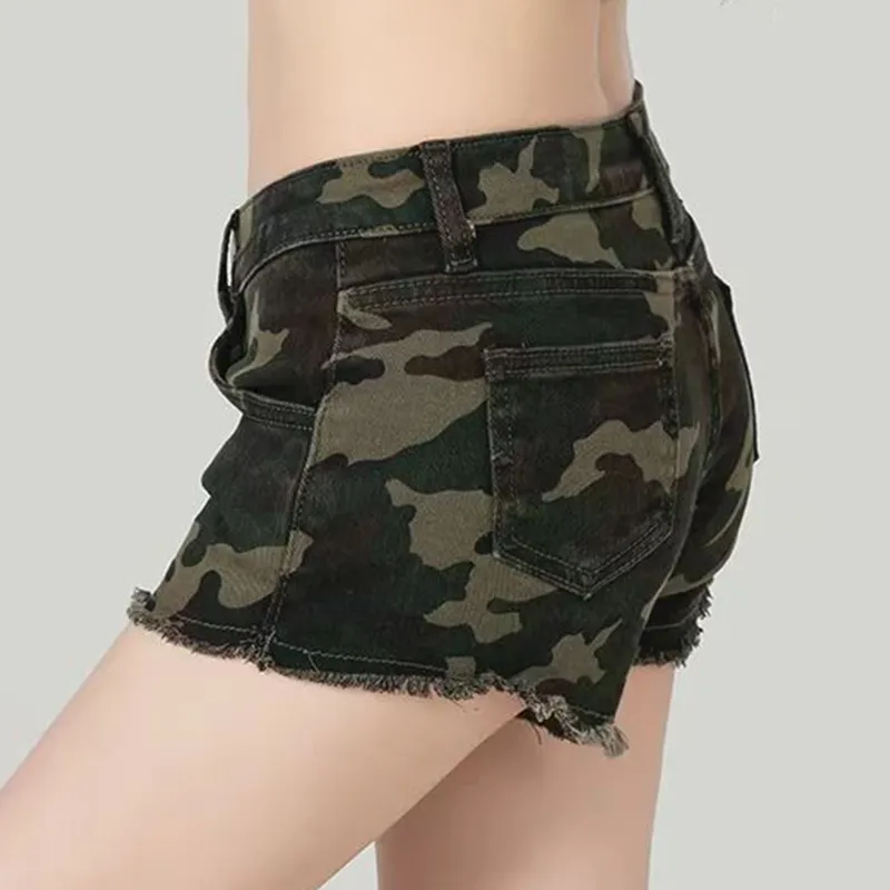 NRTR Low Rise Slimming Flared Denim Shorts Women's-3