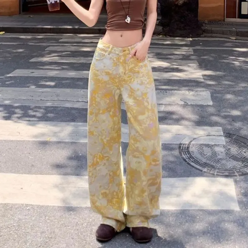 NRTR Jeans Women's Yellow Golden Floral-1