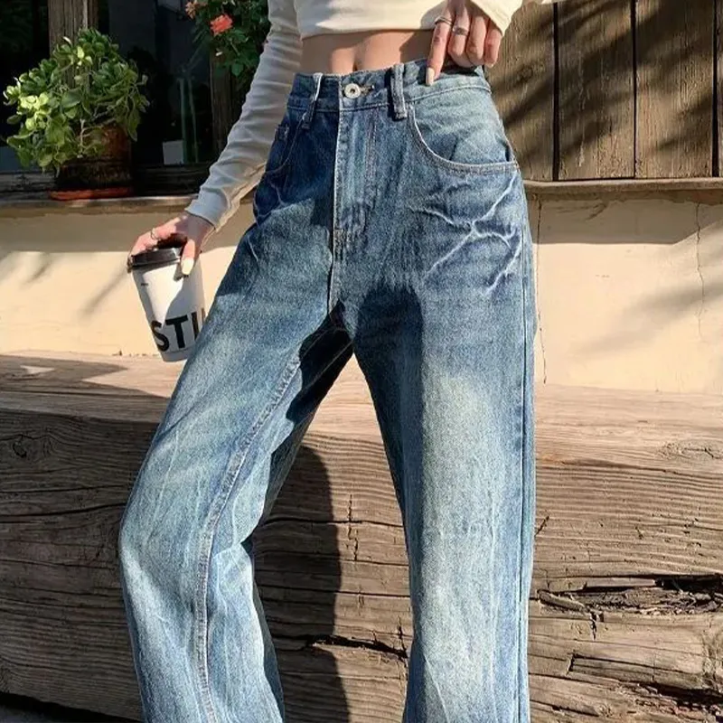 NRTR Low Rise Slim Fit Floor Length Loose Straight Jeans Women's-2