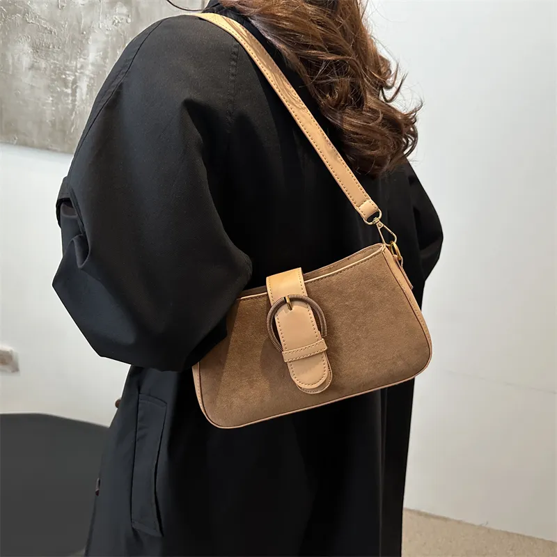 TOUTSEUL YOLO Suede Shoulder Bag Regular Women's Black/Red/Khaki/Coffee-18