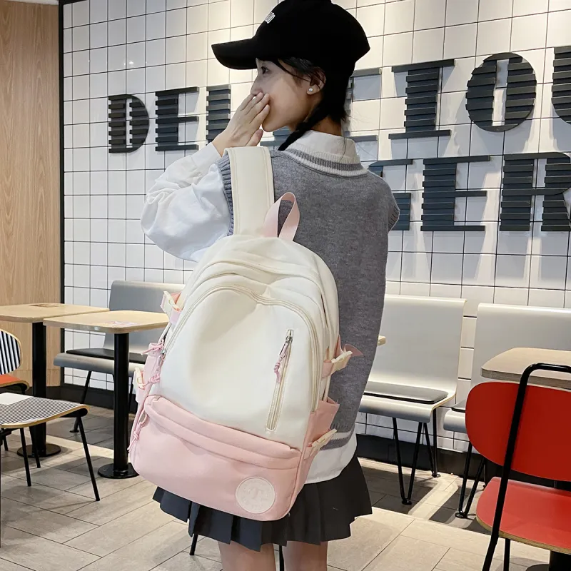 TOUTSEUL YOLO Nylon Backpack Regular Unisex Light Gray/Black/Pink/Khaki-14