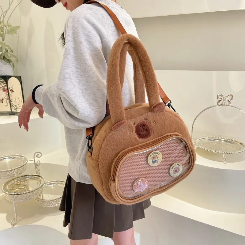TOUTSEUL YOLO Plush Shoulder Bag Women's Brown-4