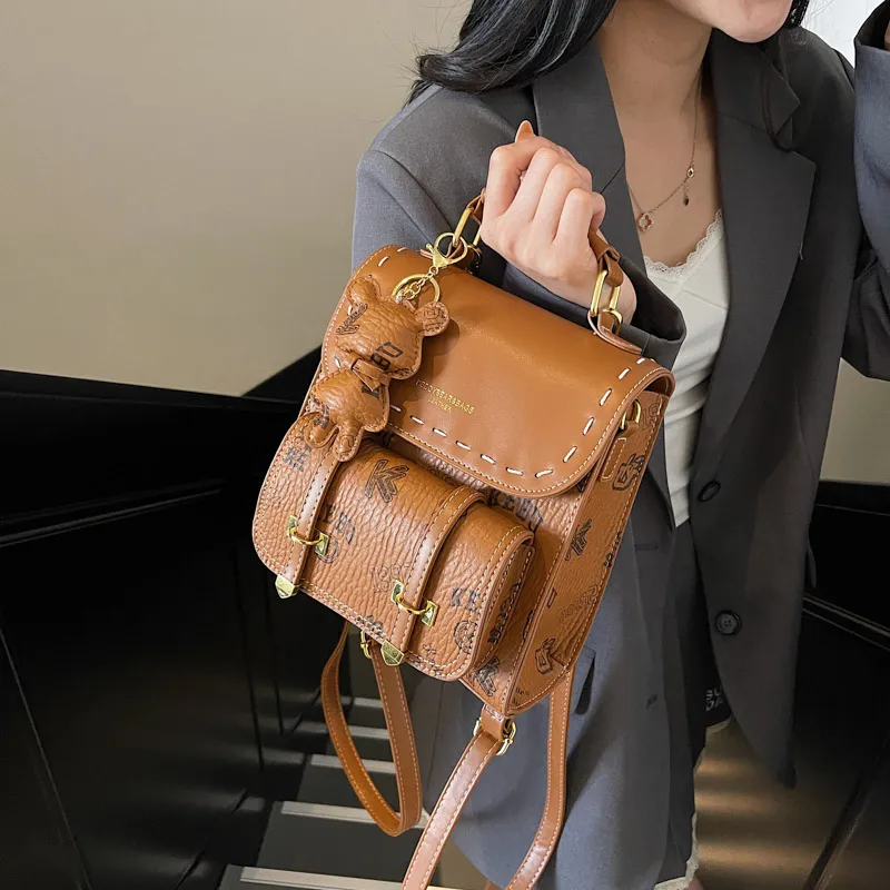 TOUTSEUL YOLO PU Backpack Women's White/Black/Pink/Brown-24