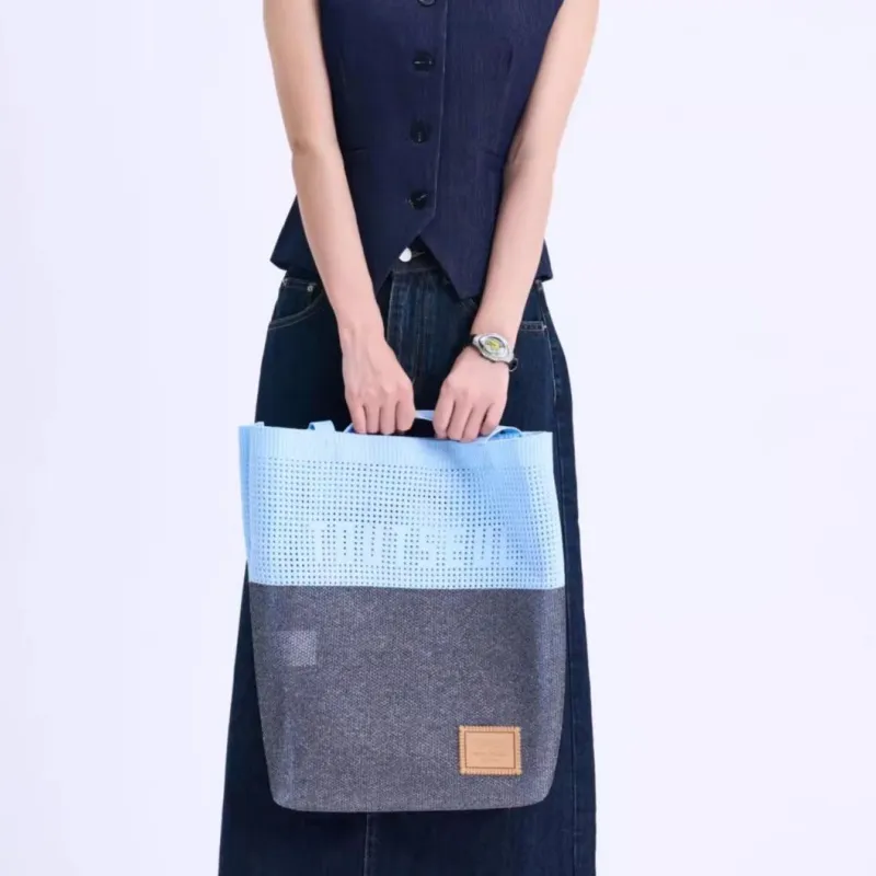 TOUTSEUL YOLO Polyester Tote Bag, Shoulder Bag Women's Cold Mist Gray Blue-3