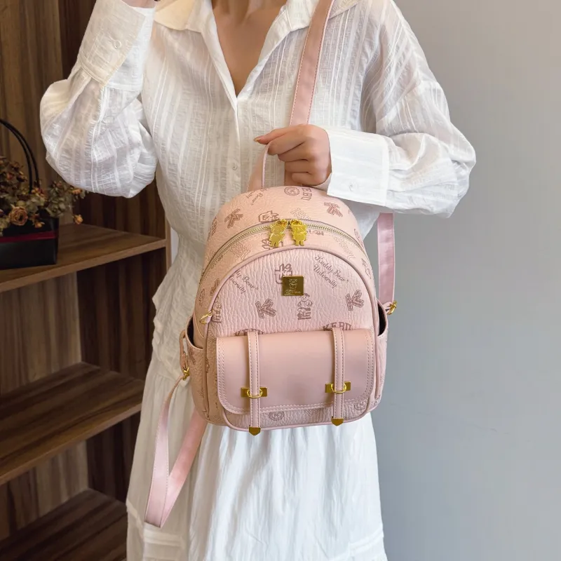 TOUTSEUL YOLO PU Backpack Women's White/Pink/Black/Brown-19
