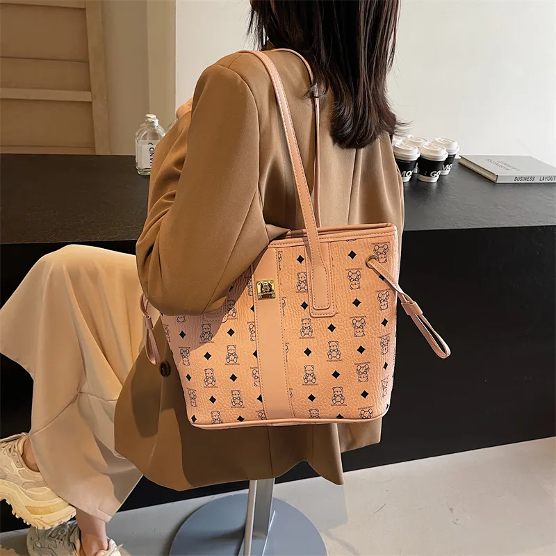 TOUTSEUL YOLO PU Tote Bag, Shopping Bag, Shoulder Bag Unisex White/Pink/Black/Brown/Black & White-11